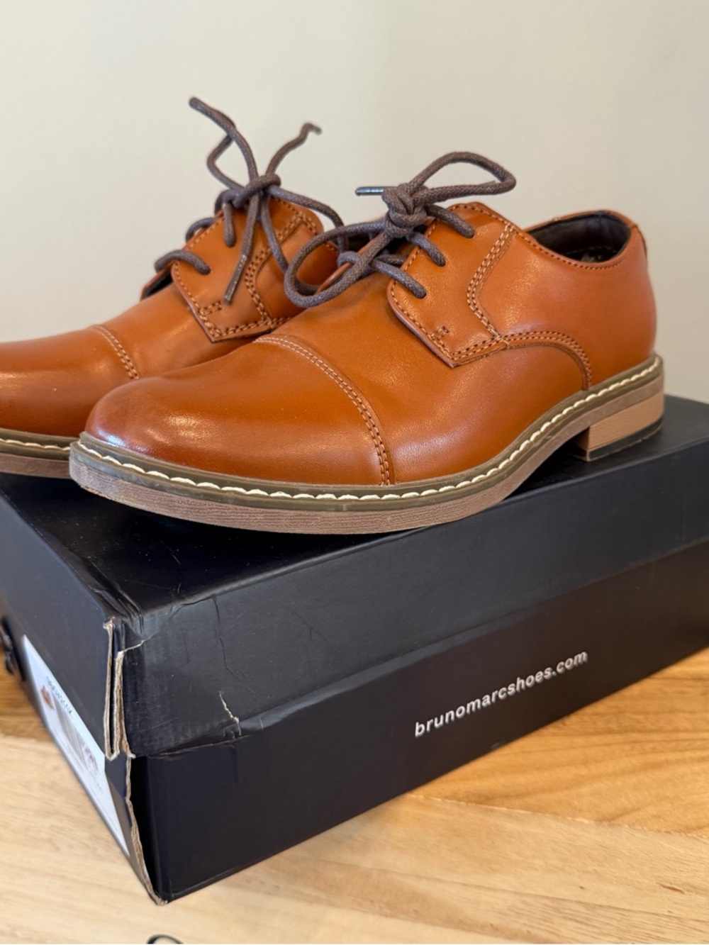 Boys Tan Dress Oxfords